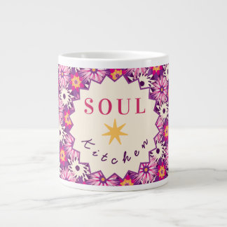 Dekorativt blommönster Rosa Lila Astra Modern Jumbo Mugg