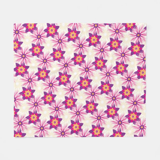 Dekorativt blommönster Rosa Lila Astra Modernt Fleecefilt (Framsidan (Horisontell))