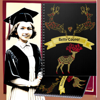 Dekorativt blommotivet Hjort DjurFamilj i skolan Anteckningsbok