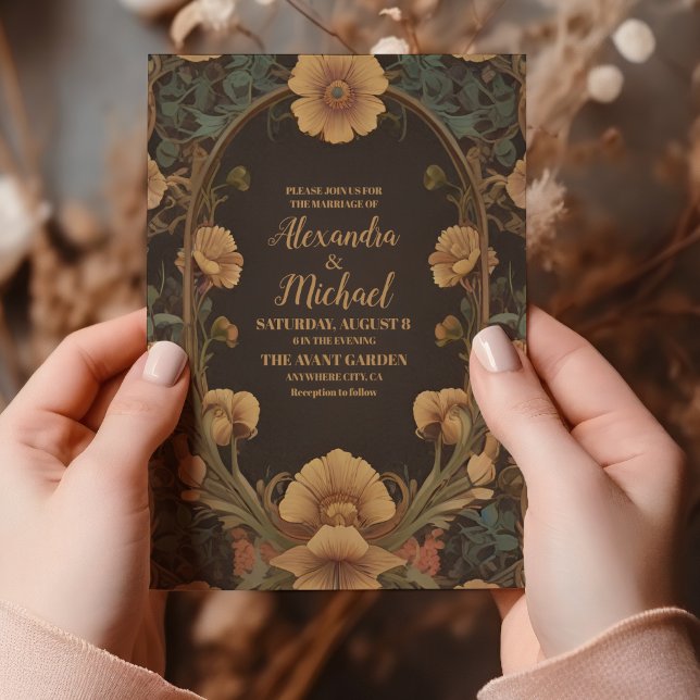 Dekorativt blomsterkonst Nya tidens bröllop Inbjudningar (Skapare uppladdad)