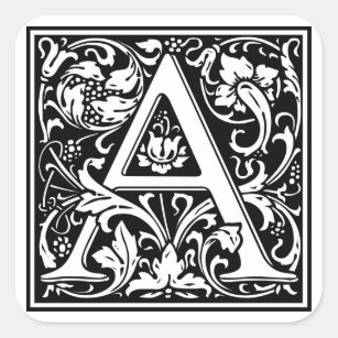 Dekorativt brev initialt "A", Fyrkantigt Klistermärke