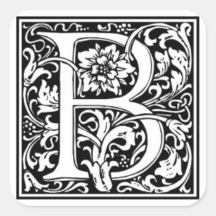 Dekorativt brev initialt "B", Fyrkantigt Klistermärke