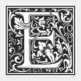 Dekorativt brev initialt "E", Fyrkantigt Klistermärke