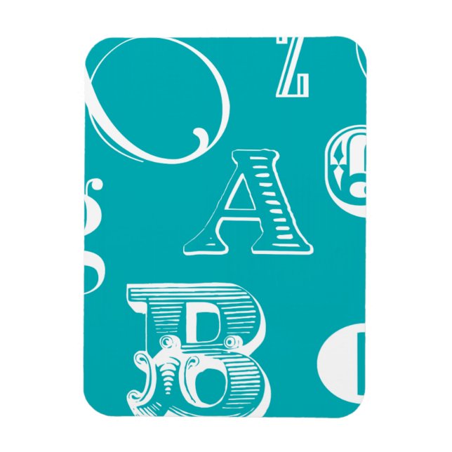 Dekorativt Brev på blå bakgrund Magnet (Vertikal)