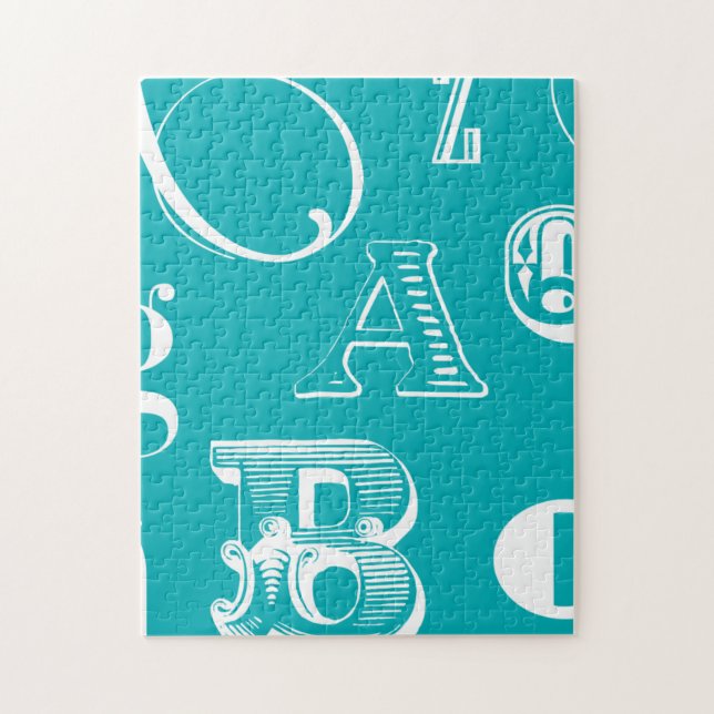 Dekorativt Brev på blå bakgrund Pussel (Vertikal)