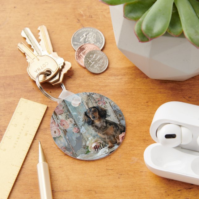 Dekorativt Dachshund-tema för hundmamma-bästisar Nyckelring (Skrivbord)