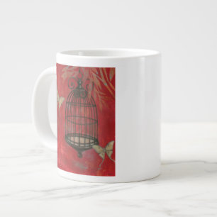 Dekorativt fåglar med fjärilar jumbo mugg