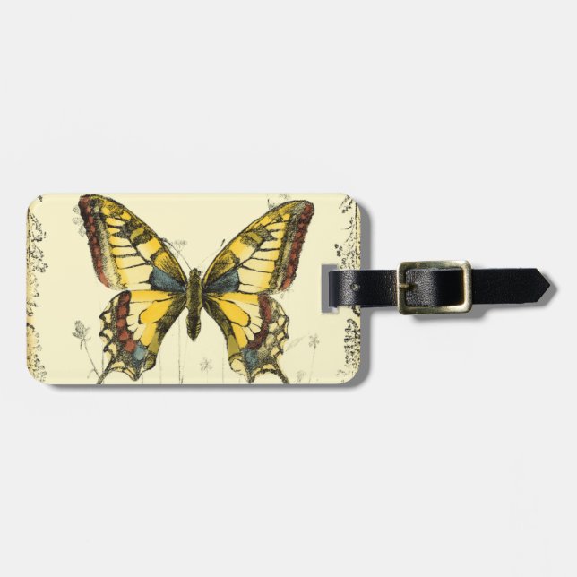 Dekorativt fjäril med Wildblommor Bagagebricka (Horisontell Framsida)