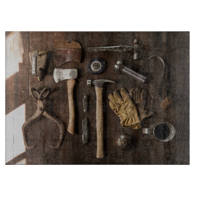 Dekorativt gammalt Verktyg-glasskärl 15" x 11" (Framsidan)