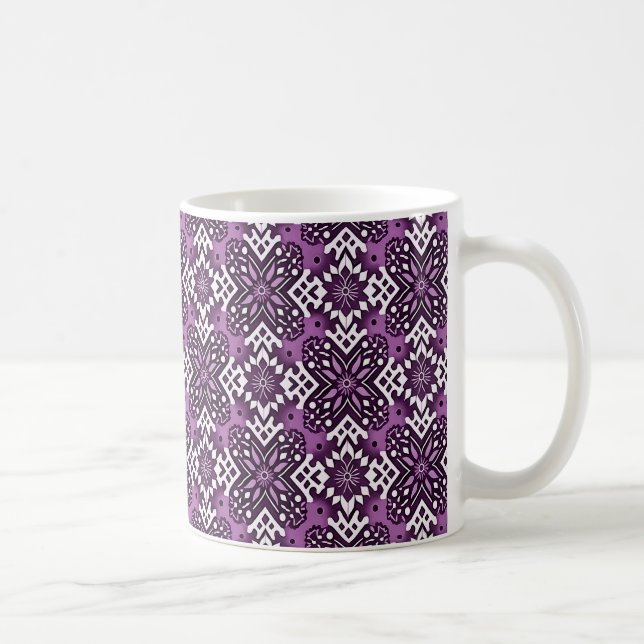 Dekorativt geometriskt Blommönster Kaffemugg (Höger)