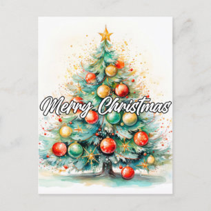 Dekorativt God jul Helgdag Träd Vykort
