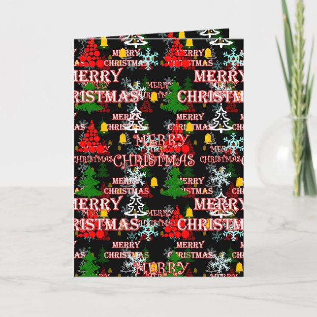Dekorativt God Jul Text Mönster Design  Kort (Framsida)