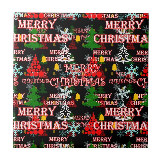 Dekorativt God Jul Textmönsterdesign  Kakelplatta (Framsidan)