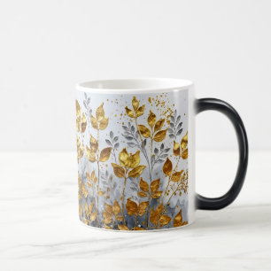 Dekorativt Golden Löv Design #1 Magisk Mugg