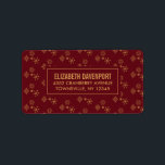 Dekorativt Golden Snöflingor jul Mönster Adressetikett<br><div class="desc">Adressetiketter med ett upprepande mönster av finare guldsnöflingor med elegant kristallina former. En röd bakgrund för mörken.</div>
