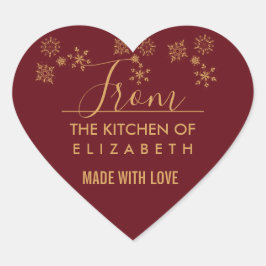 Dekorativt Golden Snöflingor-juldräkt Hjärtformat Klistermärke