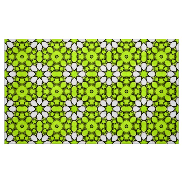 Dekorativt grönt blommönster i livfull stil tyg (Fat Quarter)