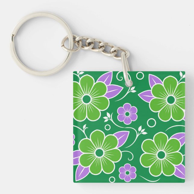 Dekorativt grönt och lila blomster mönster (Framsidan)