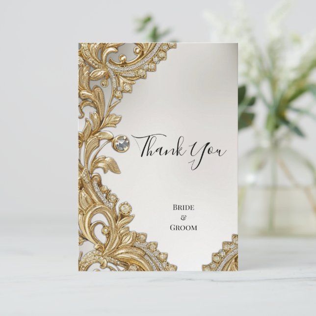 Dekorativt Guld-tackkort Tack Kort (Stående Fram)