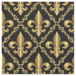 Dekorativt gyllene Fleur-de-Lis-mönster Tyg