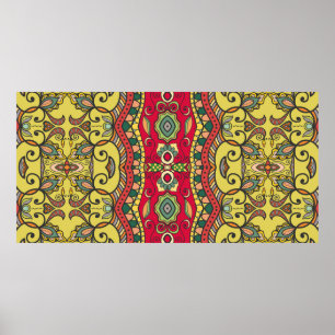 Dekorativt hand plockade sömlöst mönster. Färgstar Poster