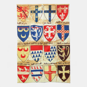 Dekorativt heraldikmönster kökshandduk