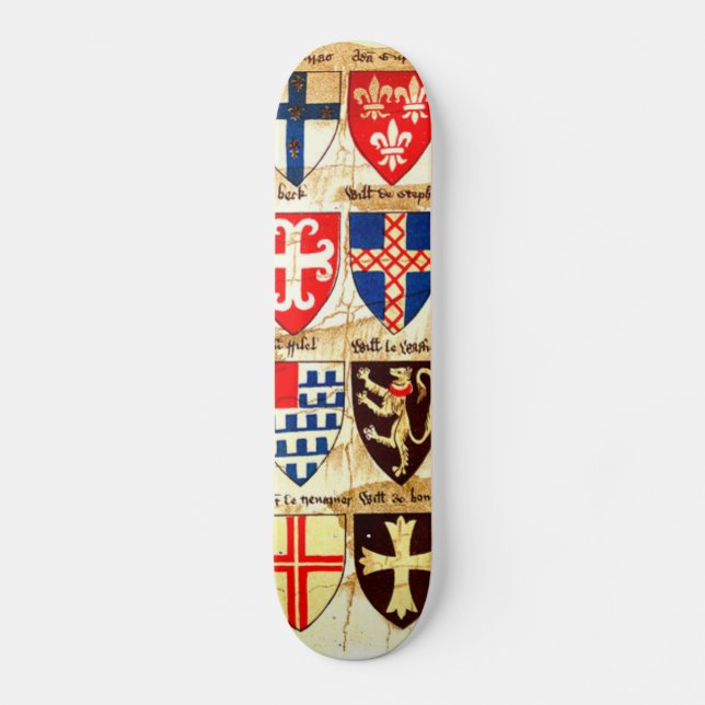 Dekorativt heraldikmönster old school skateboard bräda 18 cm (Framsida)