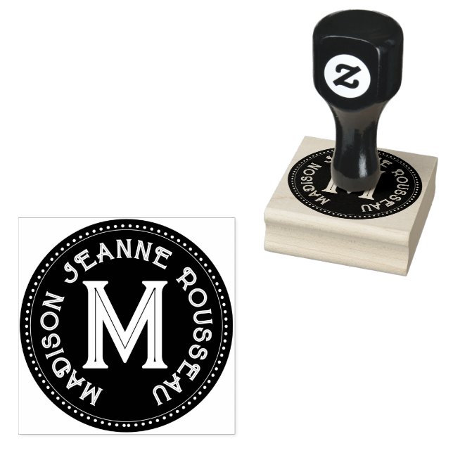 Dekorativt initialnamnsmonogram stämpel (Stämplad)