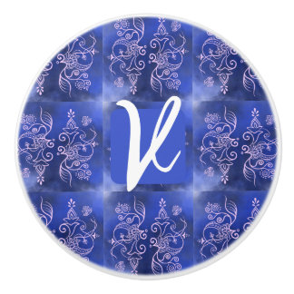 Dekorativt Inledande keramiskt dragblått/lila Knopp