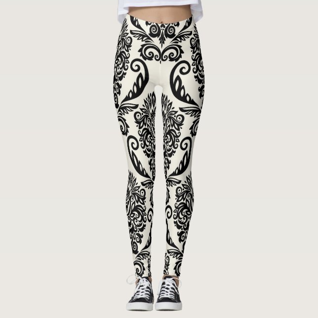 Dekorativt inslag, frihandsfärglöst teckning. leggings (Framsida)