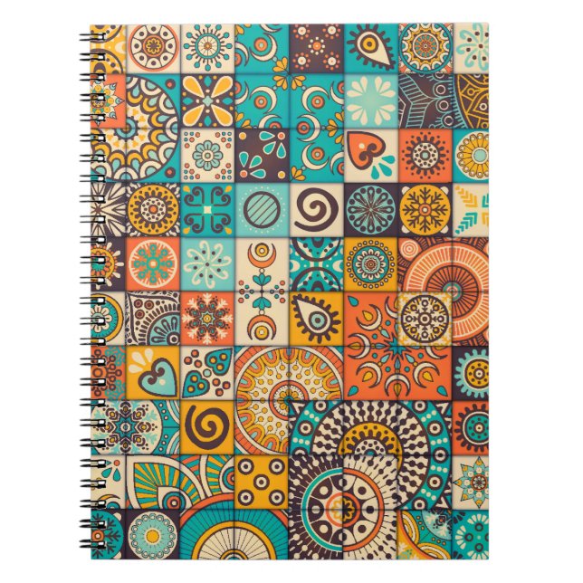 Dekorativt Inslag: Vintage Hand Drawn Mönster Anteckningsbok (Framsidan)