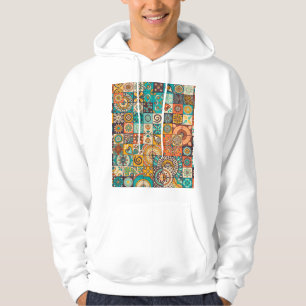 Dekorativt Inslag: Vintage Hand Drawn Mönster Hoodie