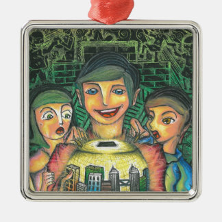 Dekorativt kvadrera julgransprydnad metall