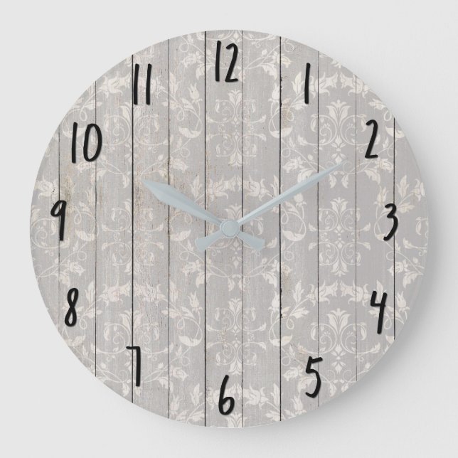 Dekorativt lantligt trä för lantbrukarhemshabby stor klocka (Framsida)