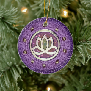 Dekorativt Lotus Crochet-utseende Julgransprydnad Keramik