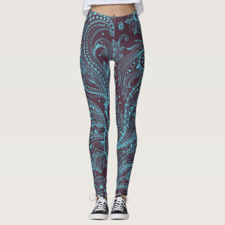 Dekorativt Löv: Sömlös Mönster-bakgrund Leggings
