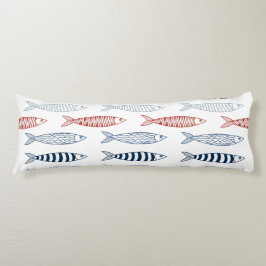 Dekorativt Medelhavsfiske (sardiner) Mönster Kroppskudde