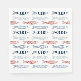 Dekorativt Medelhavsfiske (sardiner) Mönster Pappersservett