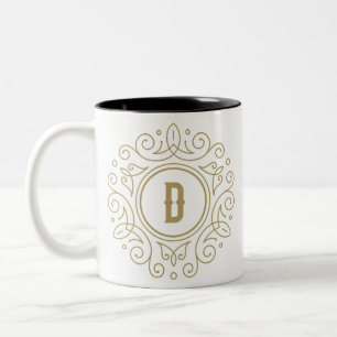 Dekorativt monogram D tvåtonskaffe Mugg