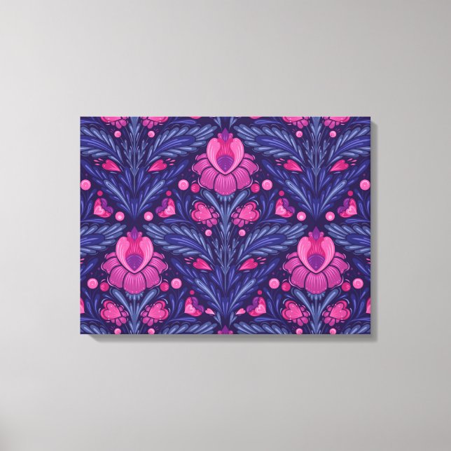 Dekorativt mönster med hjärtan canvastryck (Framsida)