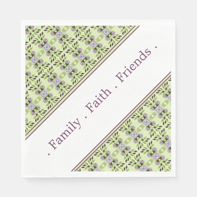 Dekorativt Mönster med Ljust grönt Pappersservett (Framsidan)