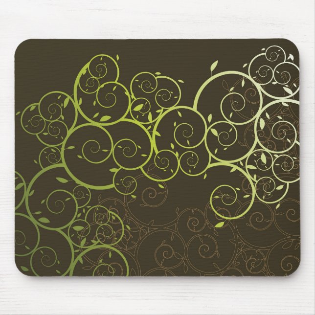 Dekorativt mönster Mousepad för spiralgröntVines Musmatta (Framsidan)