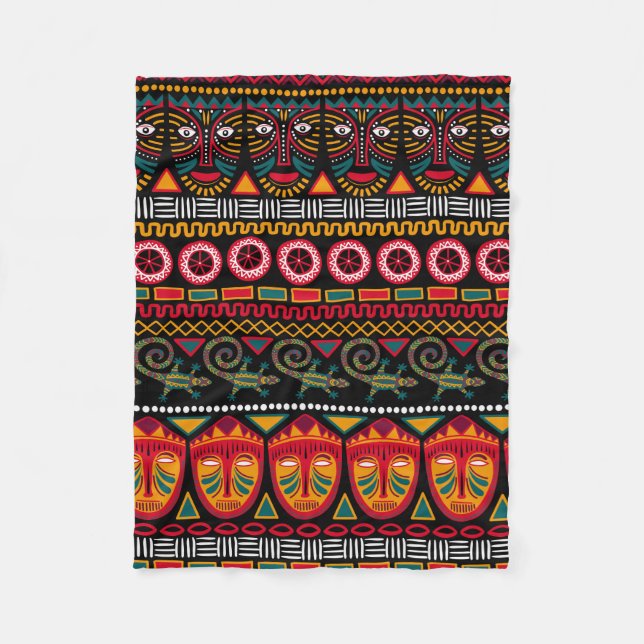 Dekorativt mönster på en svart bakgrund i Afrika Fleecefilt (Framsidan)