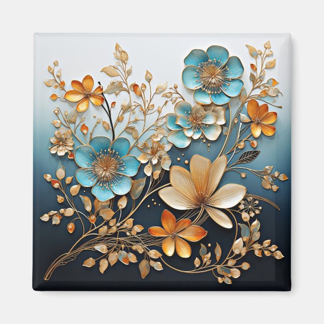 Dekorativt porcelain-look Flower Mönster Magnet (Framsidan)