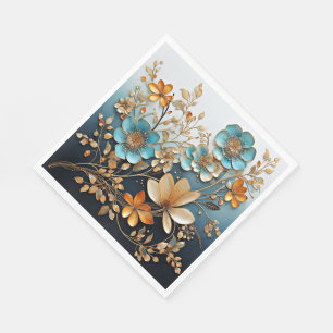 Dekorativt porcelain-look Flower Mönster Pappersservett