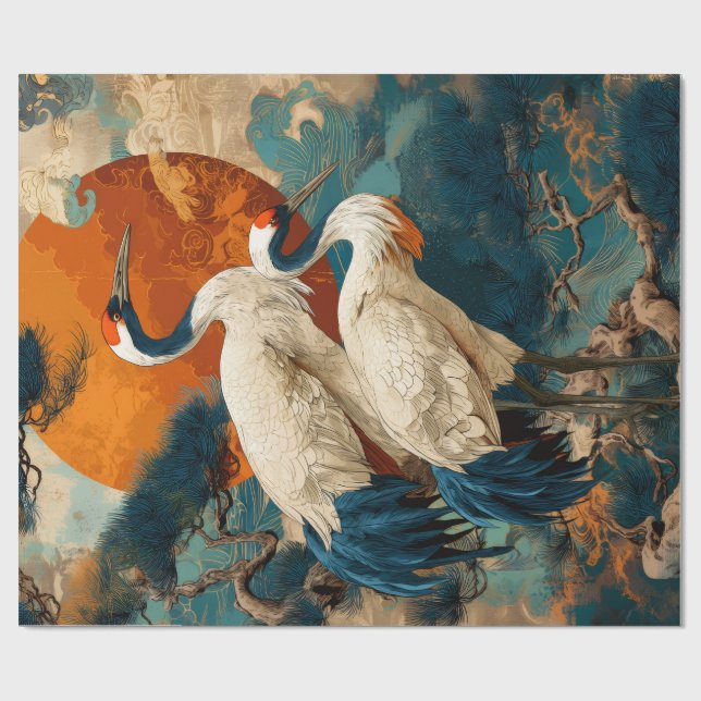 Dekorativt presentpapper Japansk trana (Platt)