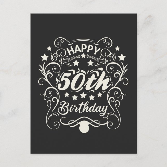 Dekorativt prydnads Happy 50-årsdag. Vykort (Framsida)