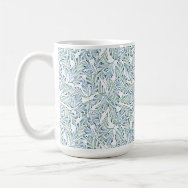 Dekorativt randigt lövmönster kaffemugg (Vänster)