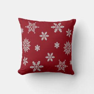 Dekorativt Red Crystal Snowflake God jul Kudde