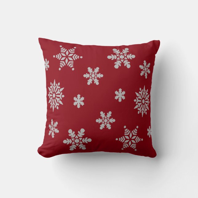 Dekorativt Red Crystal Snowflake God jul Kudde (Framsida)